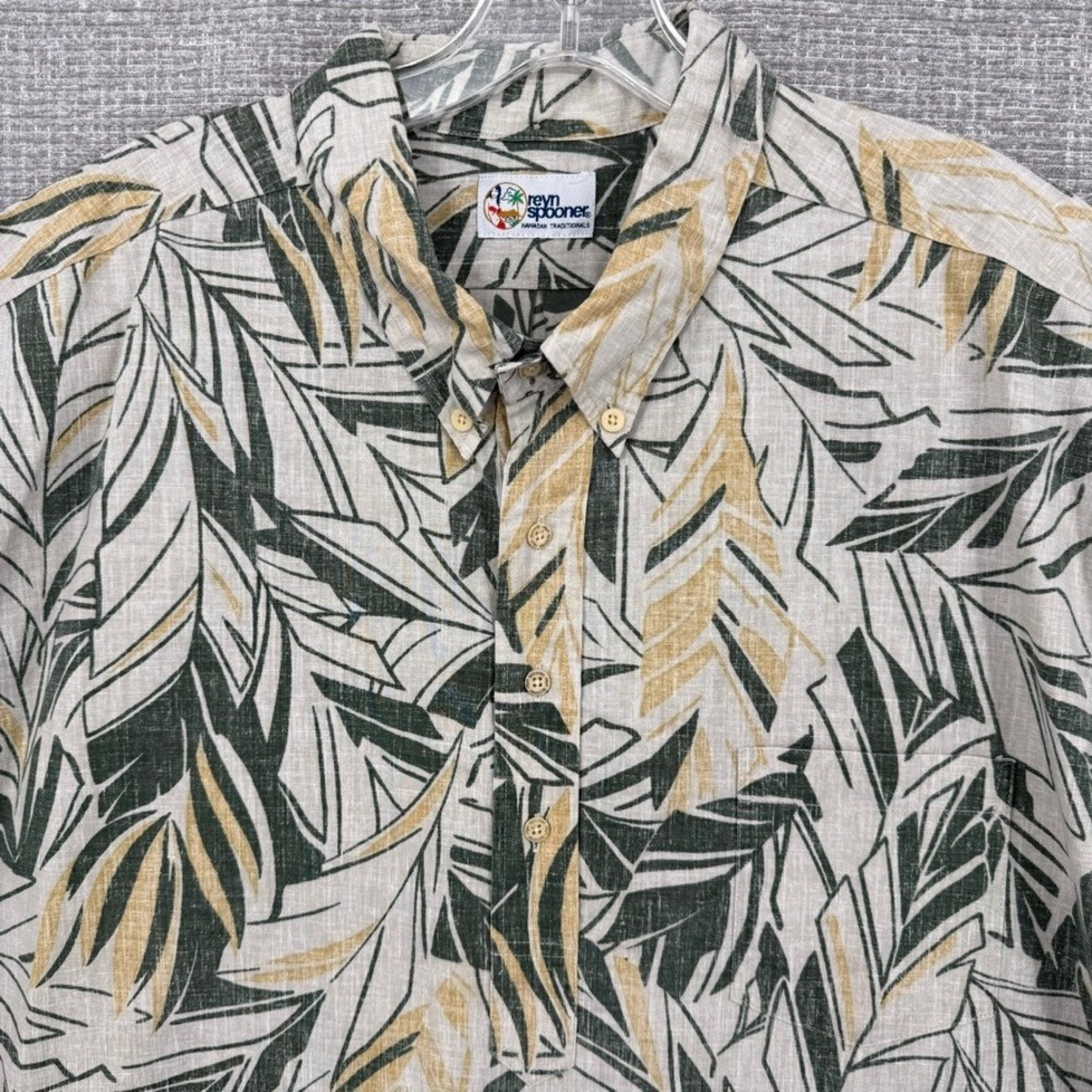 Vtg Reyn Spooner Shirt Sz 3XL Green Yellow Fronds Palm Retro Hawaii Popover